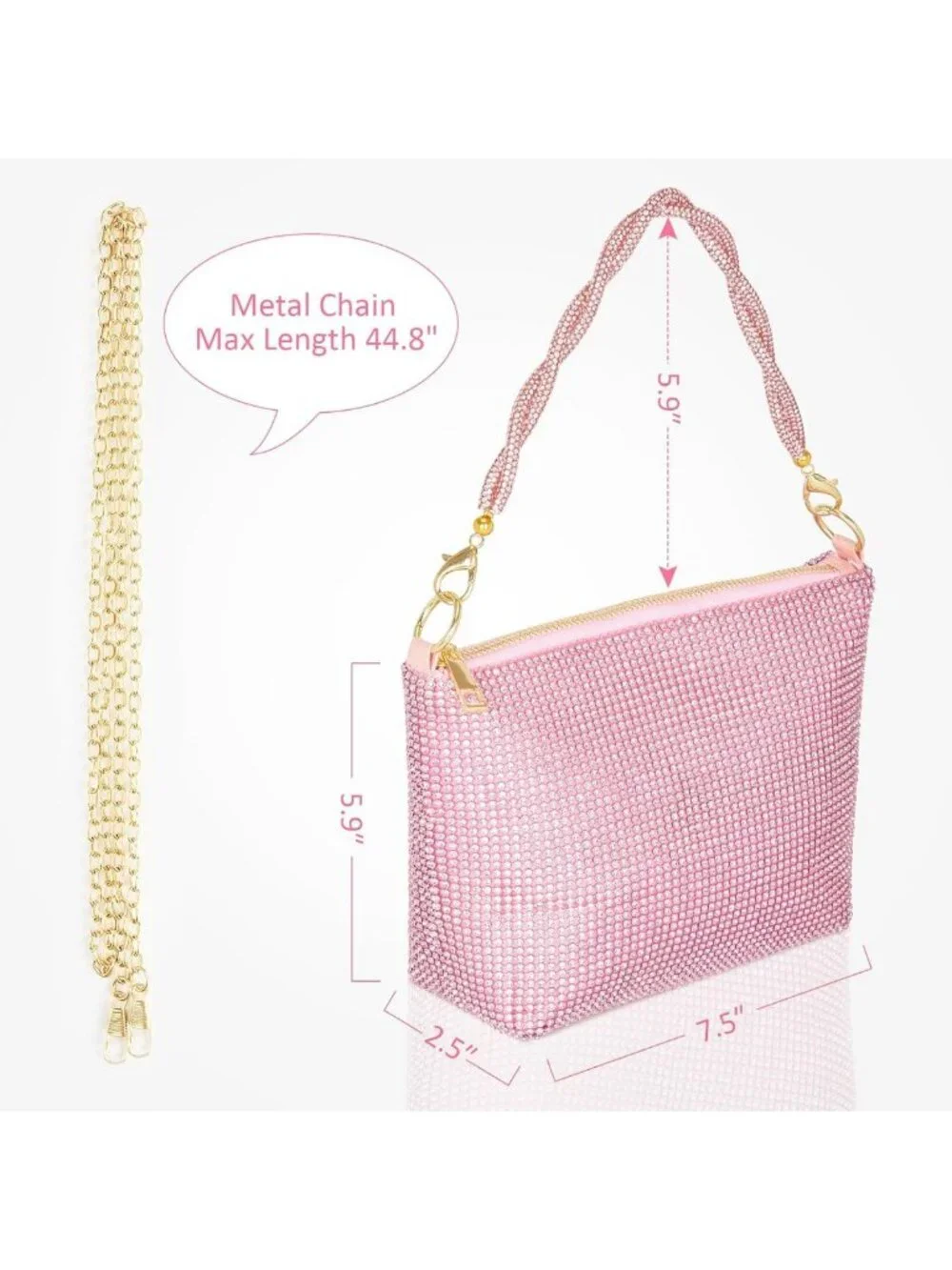 Glittering Evening Clutch Bag - Rhinestone Purse for Party & Wedding Events